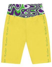 K-Live Illusion White Purple Green Pattern- Yellow Biker Shorts
