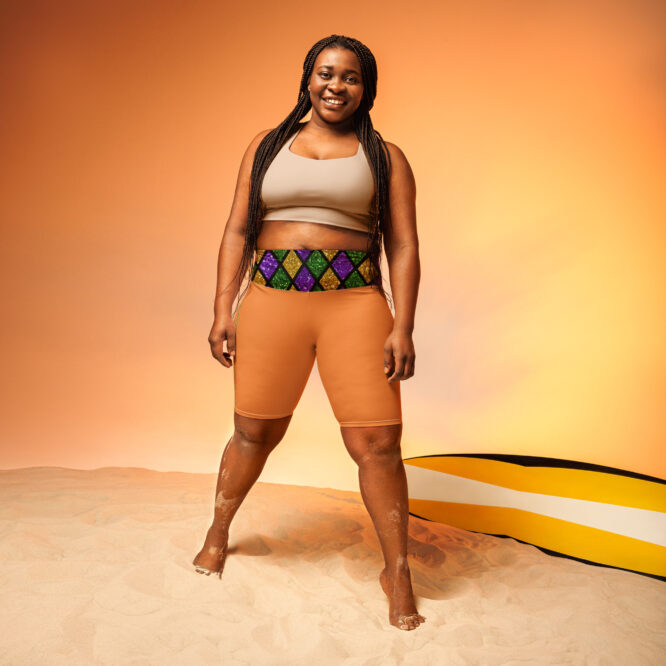 K-Live Illusion Diamond - Orange Biker Shorts