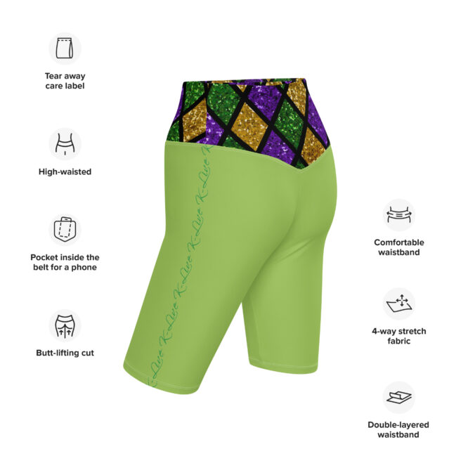 K-Live Illusion Diamond- Green Biker Shorts