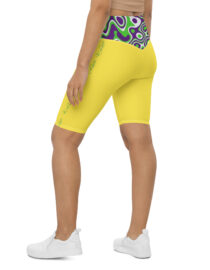 K-Live Illusion White Purple Green Pattern- Yellow Biker Shorts