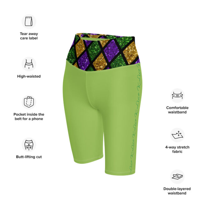 K-Live Illusion Diamond- Green Biker Shorts