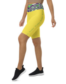 K-Live Illusion White Purple Green Pattern- Yellow Biker Shorts