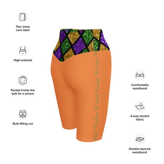 K-Live Illusion Diamond - Orange Biker Shorts