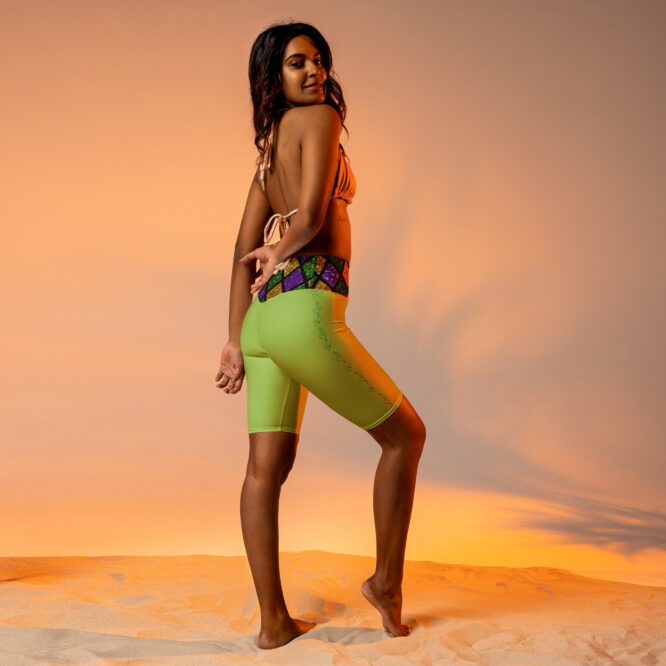 K-Live Illusion Diamond- Green Biker Shorts