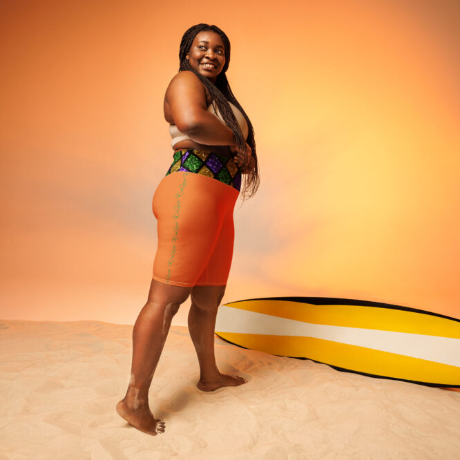 K-Live Illusion Diamond - Orange Biker Shorts