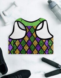 K-Live Green Gold Purple Illusion Padded Sports Bra