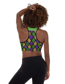 K-Live Green Gold Purple Illusion Padded Sports Bra