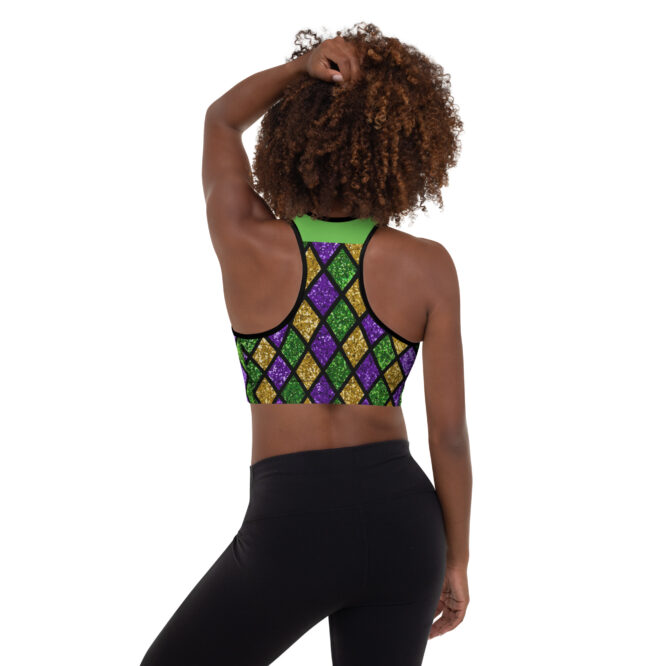 K-Live Green Gold Purple Illusion Padded Sports Bra