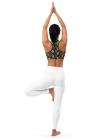 K-Live Green Gold Purple Illusion Padded Sports Bra
