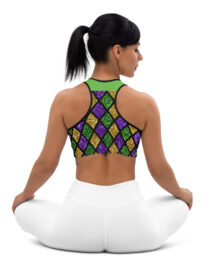 K-Live Green Gold Purple Illusion Padded Sports Bra