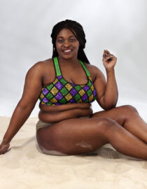 K-Live Green Gold Purple Illusion Padded Sports Bra