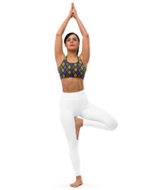 K-Live Green Gold Purple Illusion Padded Sports Bra