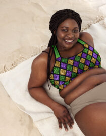 K-Live Green Gold Purple Illusion Padded Sports Bra