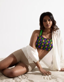 K-Live Green Gold Purple Illusion Padded Sports Bra