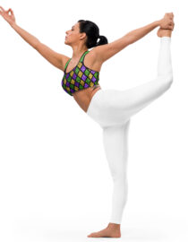 K-Live Green Gold Purple Illusion Padded Sports Bra
