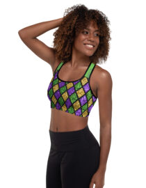 K-Live Green Gold Purple Illusion Padded Sports Bra