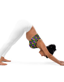 K-Live Green Gold Purple Illusion Padded Sports Bra