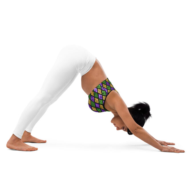 K-Live Green Gold Purple Illusion Padded Sports Bra