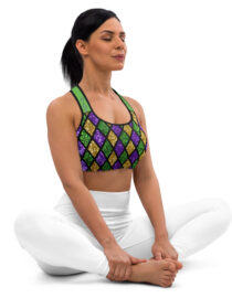 K-Live Green Gold Purple Illusion Padded Sports Bra