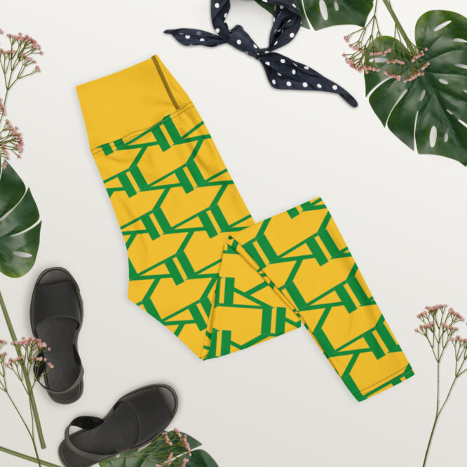 K-Live KL All Over Style Yellow Yoga Leggings
