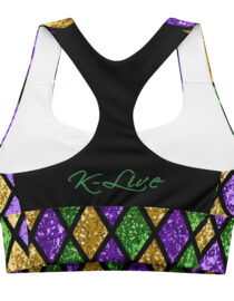 K-Live Green Gold Purple Diamond - Illusion Longline sports bra