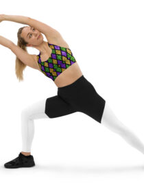 K-Live Green Gold Purple Diamond - Illusion Longline sports bra
