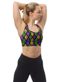 K-Live Green Gold Purple Diamond - Illusion Longline sports bra