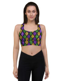 K-Live Green Gold Purple Diamond - Illusion Longline sports bra