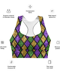K-Live Green Gold Purple Diamond - Illusion Longline sports bra