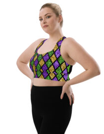 K-Live Green Gold Purple Diamond - Illusion Longline sports bra