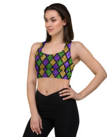 K-Live Green Gold Purple Diamond - Illusion Longline sports bra