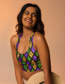 K-Live Green Gold Purple Diamond - Illusion Longline sports bra