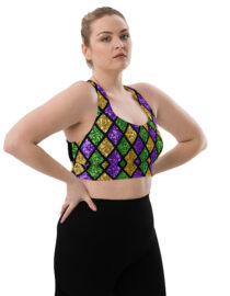 K-Live Green Gold Purple Diamond - Illusion Longline sports bra