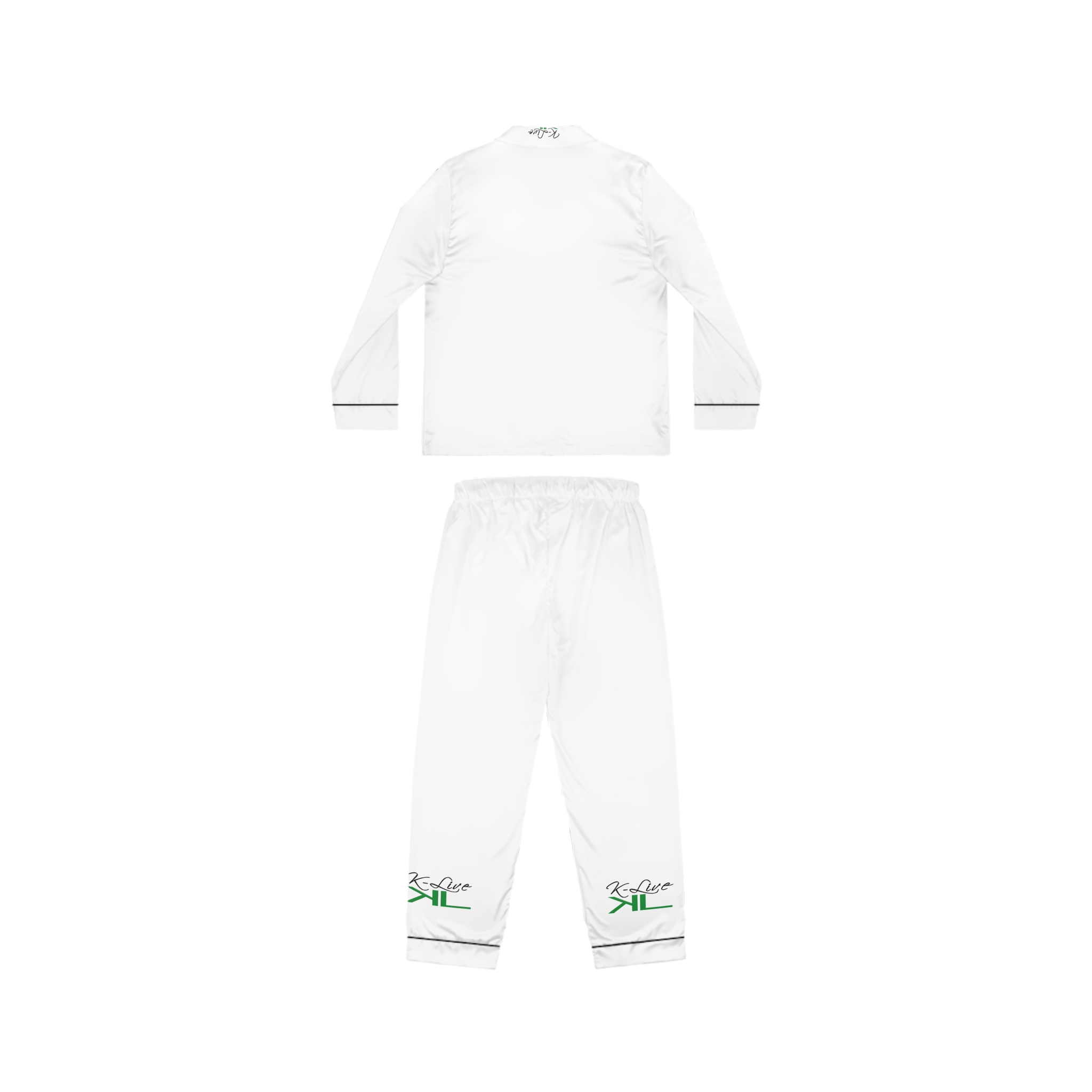 K-Live Women’s Satin Pyjamas Set- White Luxe Sleepwear with K-Live Script Accent