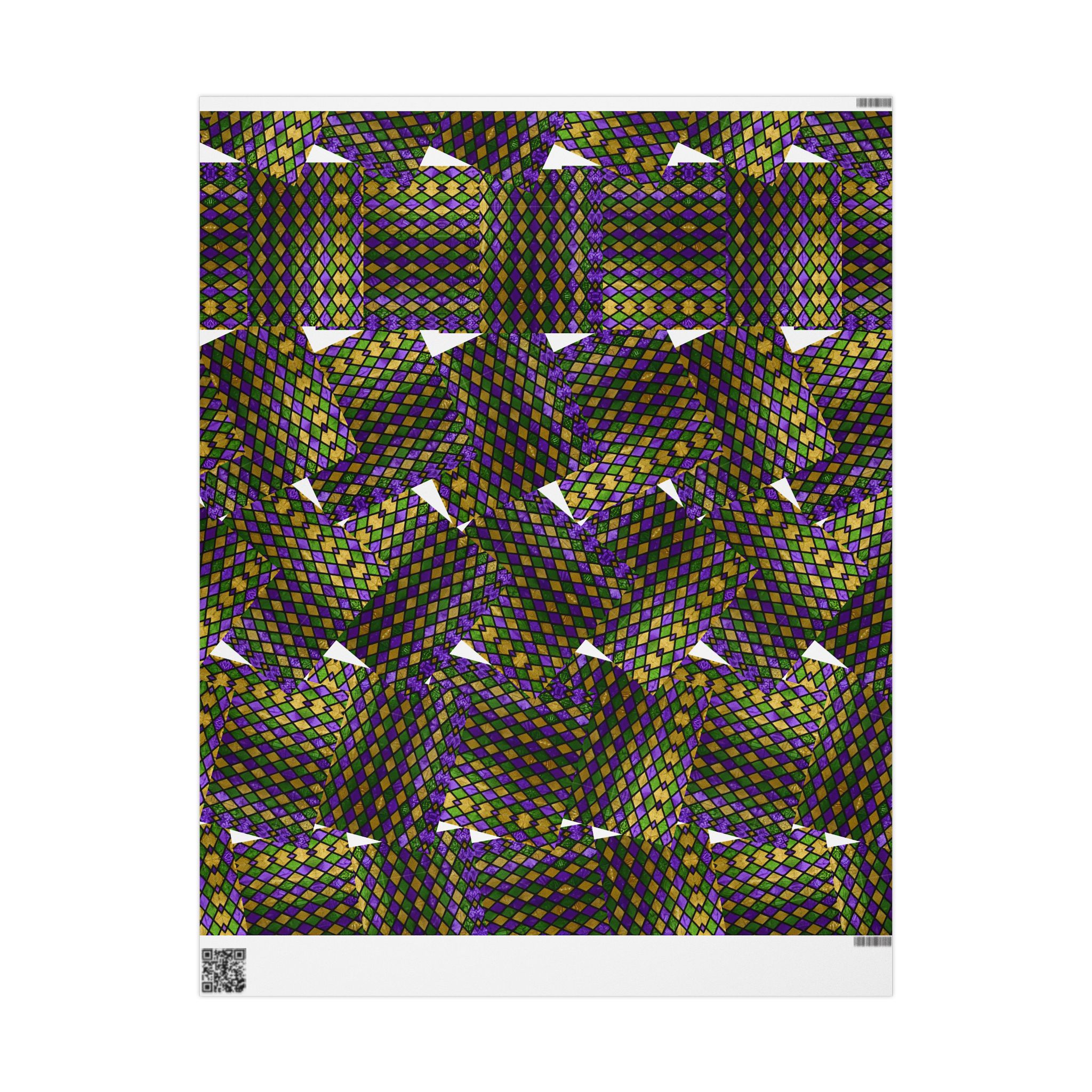 Mardi Gras Harlequin Pattern Wrapping Paper | Purple Green Gold KL Pattern