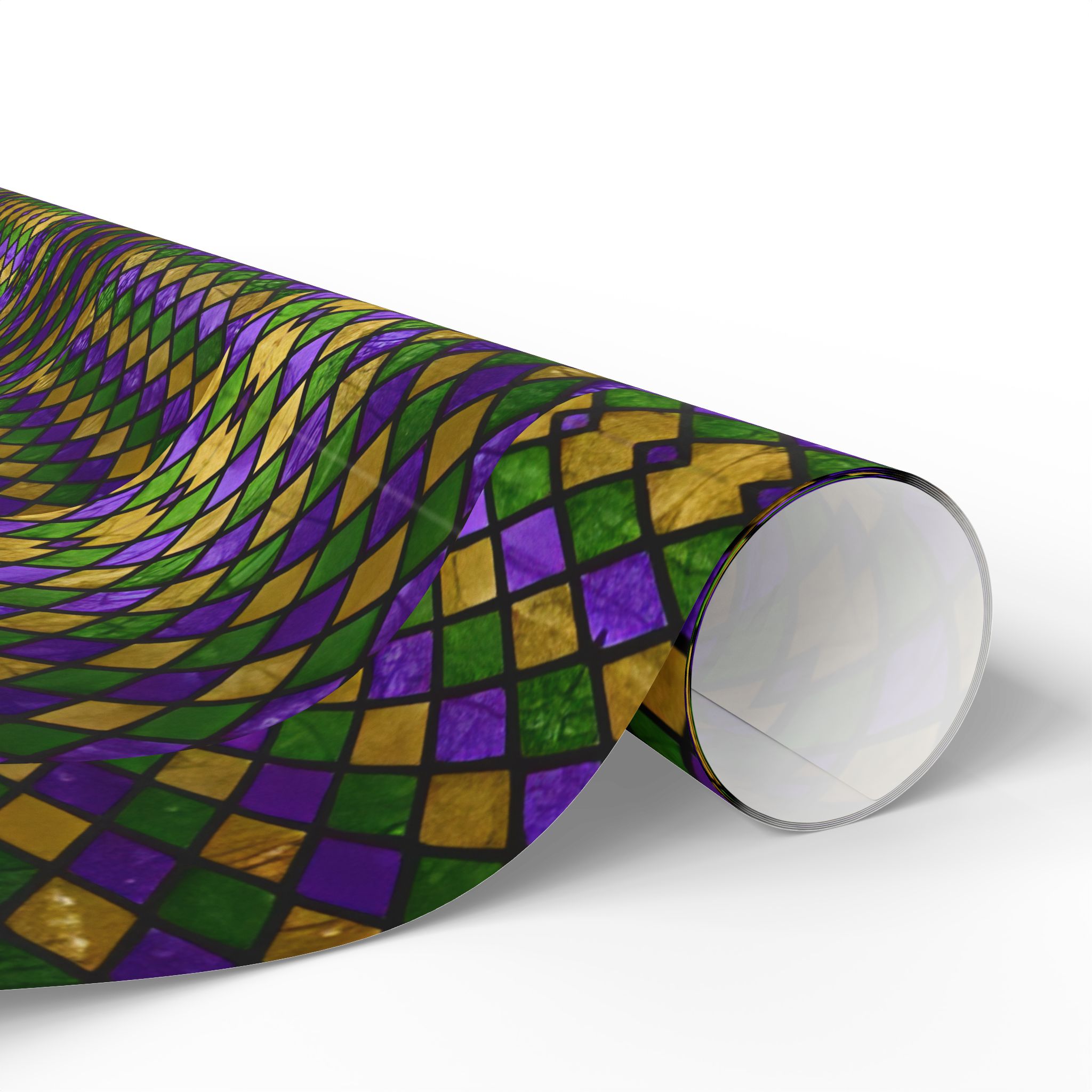 Mardi Gras Harlequin Pattern Wrapping Paper | Purple Green Gold KL Pattern