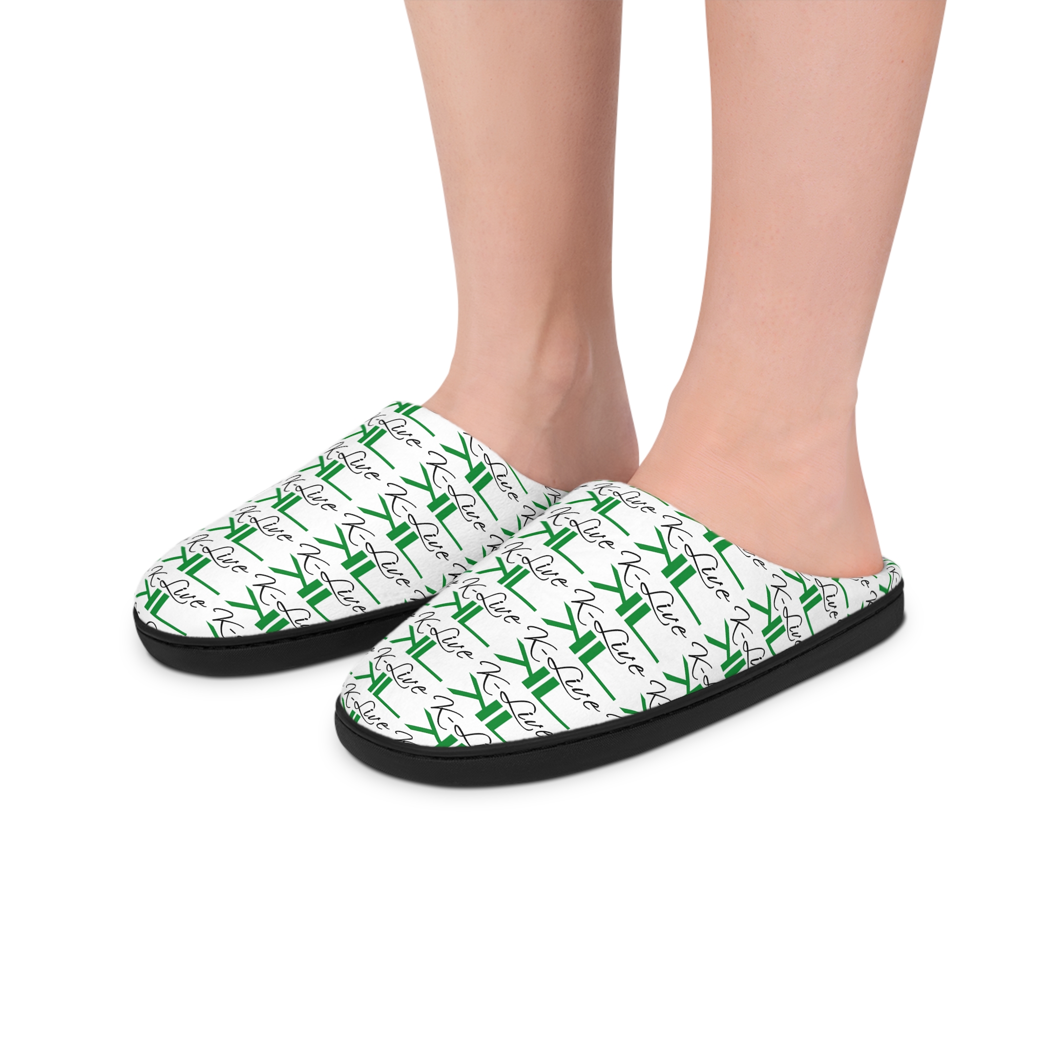 K-Live Script Repeat Pattern Slippers | Women's Indoor Slippers